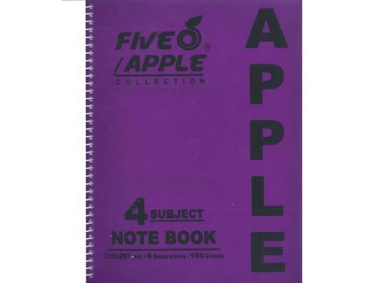 Five Apple Note Book A4 5 Subjects